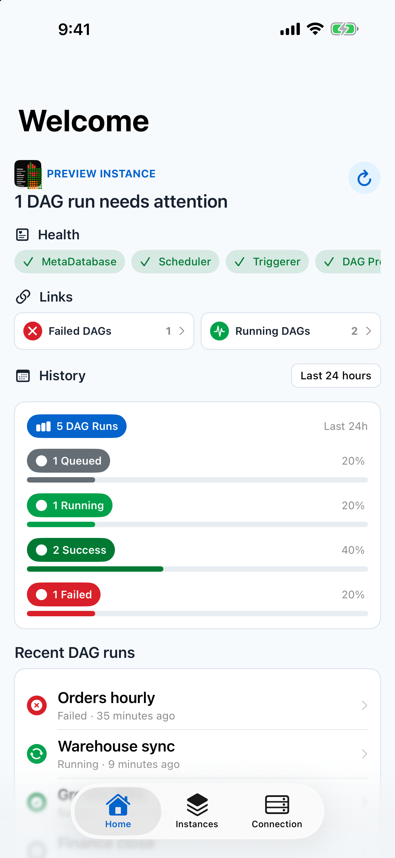 Runbook dashboard on iPhone