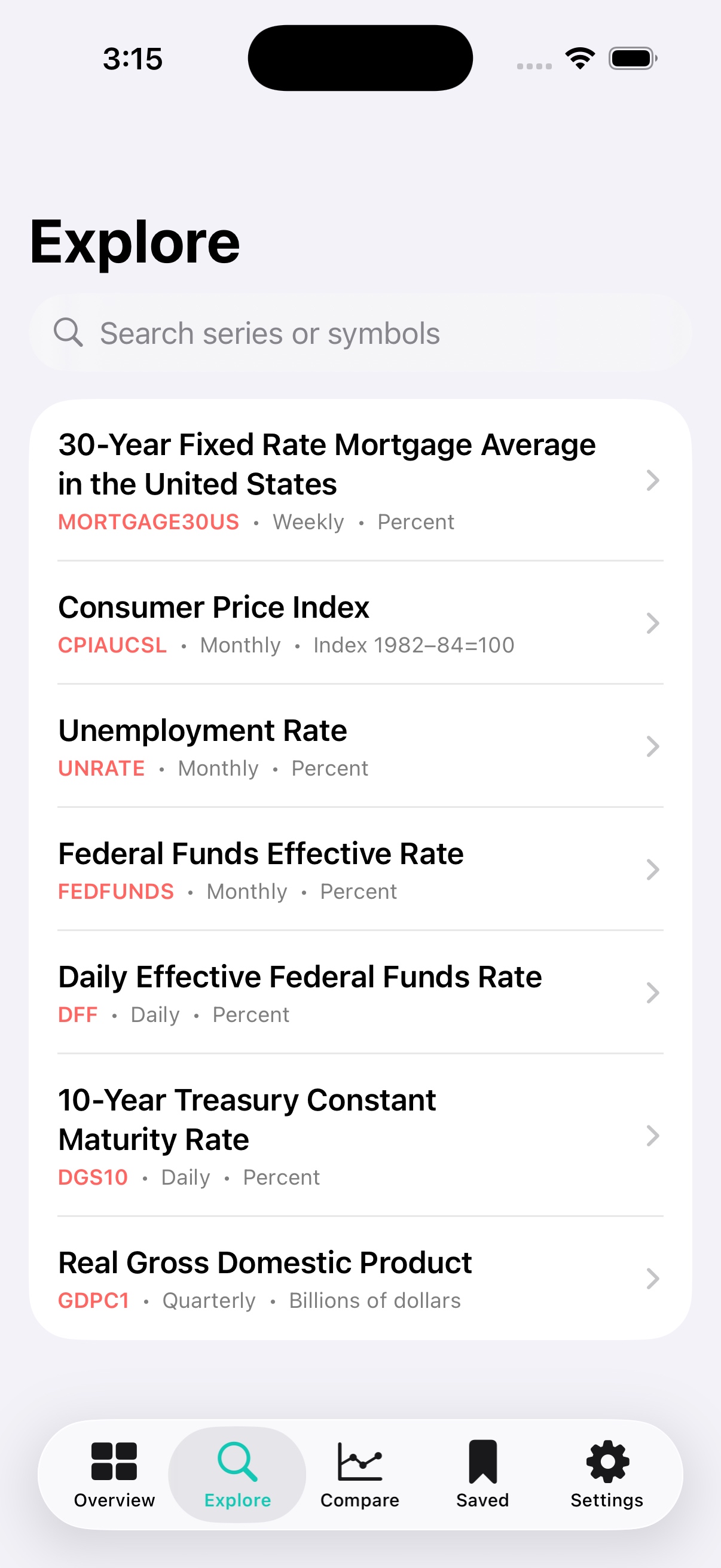 Explore Series Search Screenshot